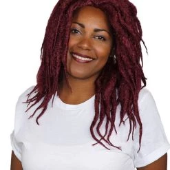 HPO Long Burgundy Dreadlocks Women's Wig | Dramatical Cosplay Halloween Wig | Premium Breathable Capless Cap