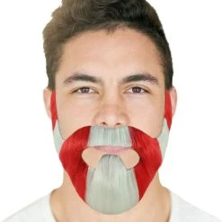 HPO Mens Full Beard & Moustaches Set | Red & White Men's