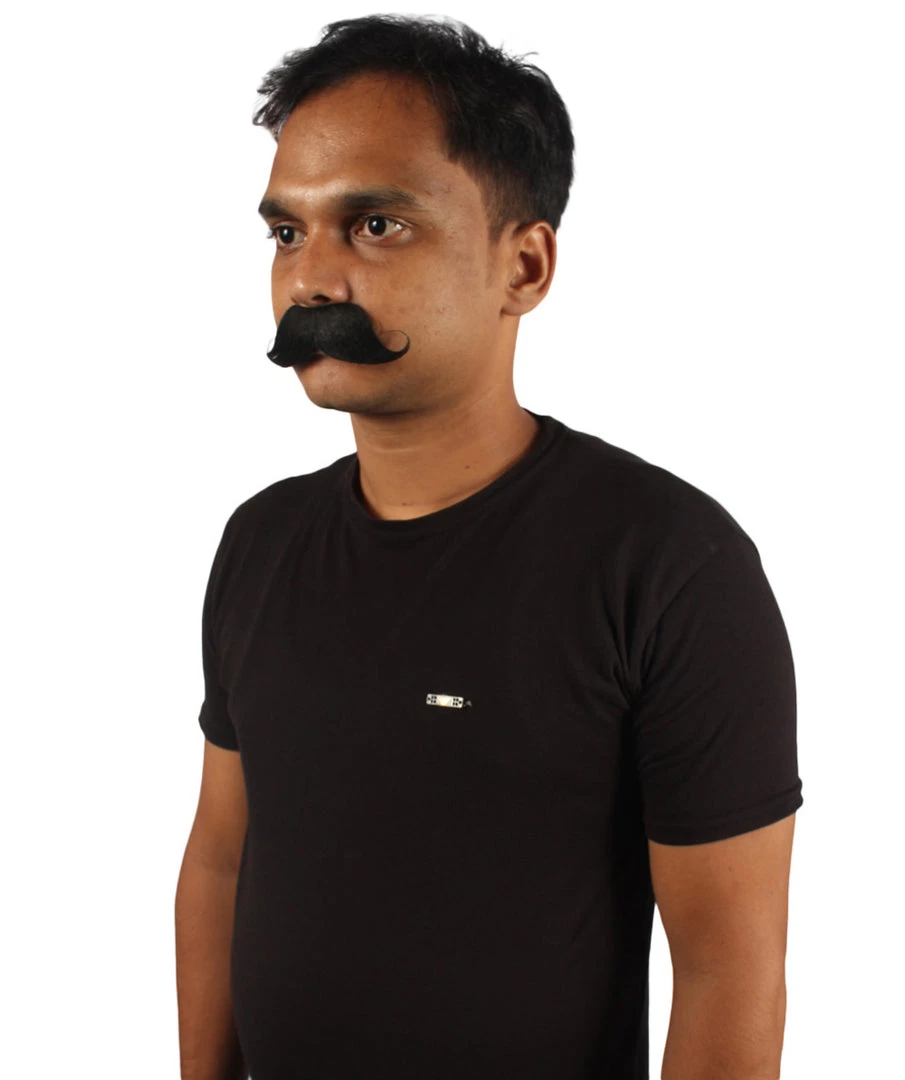 HPO Mens Black Medium Banker Mustache With Styled Ends - Stage Ready Mustache Perfect For Cosplay, Drag, And Performance 3 HPO Mens Black Medium Banker Mustache With Styled Ends - Stage Ready Mustache Perfect For Cosplay, Drag, And Performance