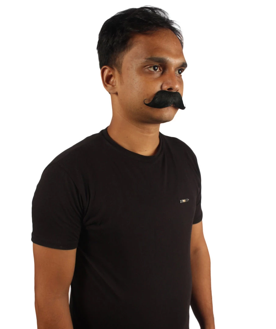 HPO Mens Black Medium Banker Mustache With Styled Ends - Stage Ready Mustache Perfect For Cosplay, Drag, And Performance 4 HPO Mens Black Medium Banker Mustache With Styled Ends - Stage Ready Mustache Perfect For Cosplay, Drag, And Performance