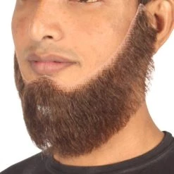 HPO Men's Chin Curtain Style Long Beard Set | Brown Cosplay Beard