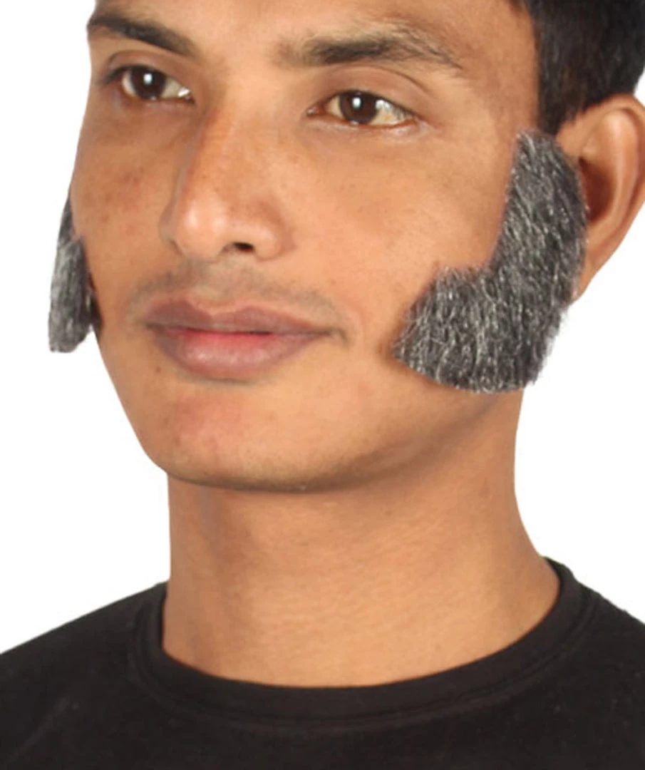 HPO Men's Mutton Chops Style Beard | Gray Cosplay Beard 2 HPO Men's Mutton Chops Style Beard | Gray Cosplay Beard