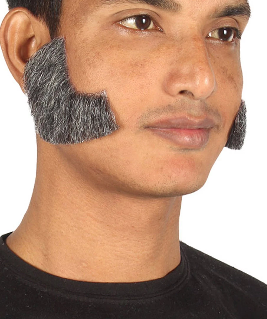 HPO Men's Mutton Chops Style Beard | Gray Cosplay Beard 3 HPO Men's Mutton Chops Style Beard | Gray Cosplay Beard