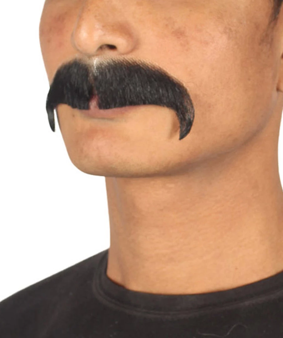HPO Men's Horseshoe Style Moustache Set | Black Cosplay Facial Hair 2 HPO Men's Horseshoe Style Moustache Set | Black Cosplay Facial Hair