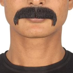 HPO Men's Horseshoe Style Moustache Set | Black Cosplay Facial Hair