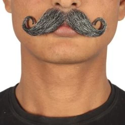 HPO Men's Rollie Fingers Style Moustache Set | Gray Cosplay Facial Hair