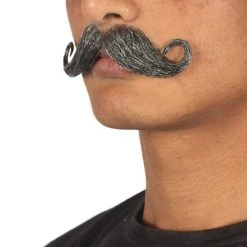 HPO Men's Rollie Fingers Style Moustache Set | Gray Cosplay Facial Hair
