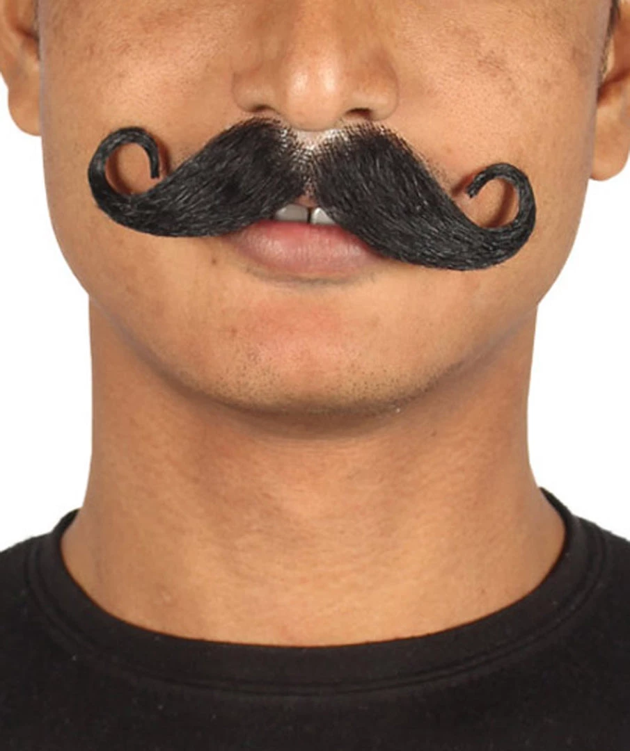 HPO Men's Rollie Fingers Style Moustache Set | Black Cosplay Facial Hair 1 HPO Men's Rollie Fingers Style Moustache Set | Black Cosplay Facial Hair