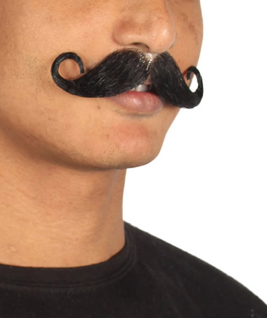 HPO Men's Rollie Fingers Style Moustache Set | Black Cosplay Facial Hair 3 HPO Men's Rollie Fingers Style Moustache Set | Black Cosplay Facial Hair