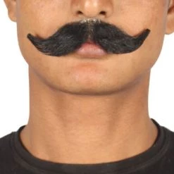 HPO Men's HandLebar Style Moustache Set | Black Cosplay Facial Hair