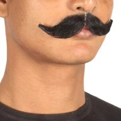 HPO Men's HandLebar Style Moustache Set | Black Cosplay Facial Hair