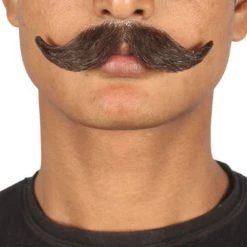 HPO Men's HandLebar Style Moustache Set | Mixed Black Cosplay Facial Hair