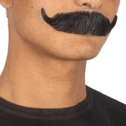 HPO Men's HandLebar Style Moustache Set | Black Cosplay Facial Hair