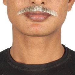 HPO Men's Painter Brush Style Moustache Set | Gray Cosplay Facial Hair