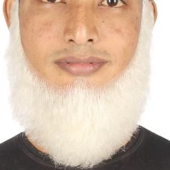 HPO Men's Chin Curtain Style Long Beard Set | White Cosplay Beard