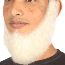 HPO Men's Chin Curtain Style Long Beard Set | White Cosplay Beard