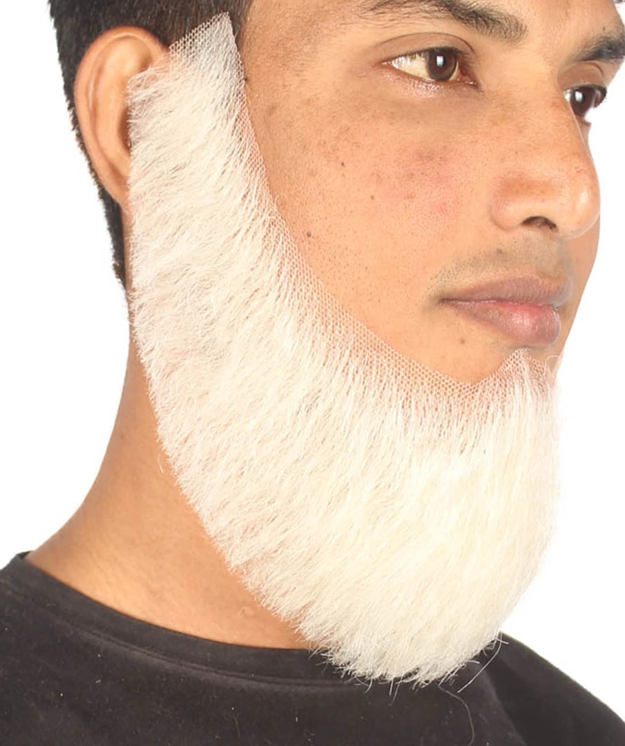 HPO Men's Chin Curtain Style Long Beard Set | White Cosplay Beard 5 HPO Men's Chin Curtain Style Long Beard Set | White Cosplay Beard