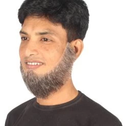 HPO Men's Chin Curtain Style Long Beard Set | Mixed Gray Cosplay Beard