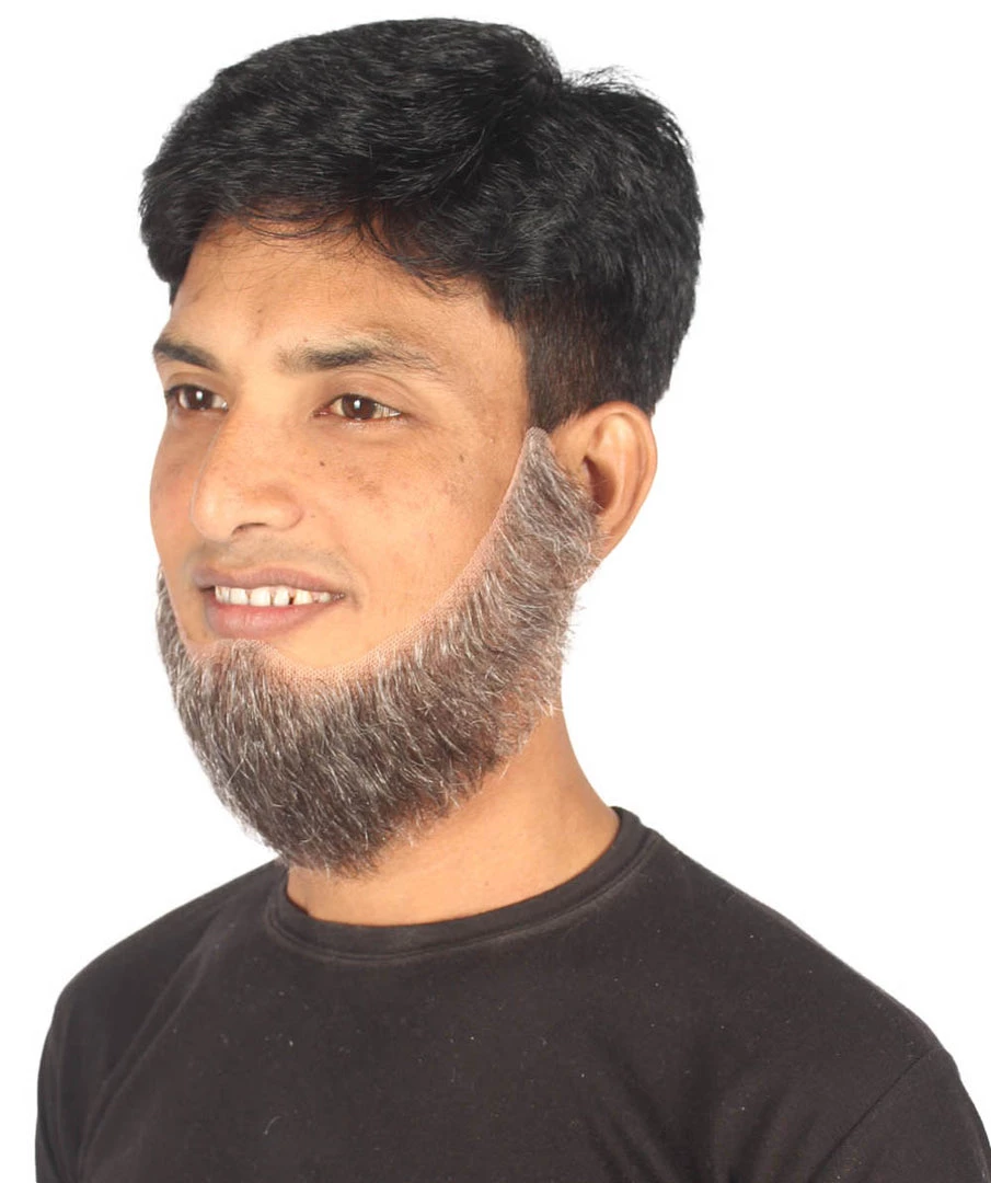 HPO Men's Chin Curtain Style Long Beard Set | Mixed Gray Cosplay Beard 2 HPO Men's Chin Curtain Style Long Beard Set | Mixed Gray Cosplay Beard