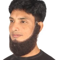 HPO Men's Chin Curtain Style Long Beard Set | Black Cosplay Beard Set