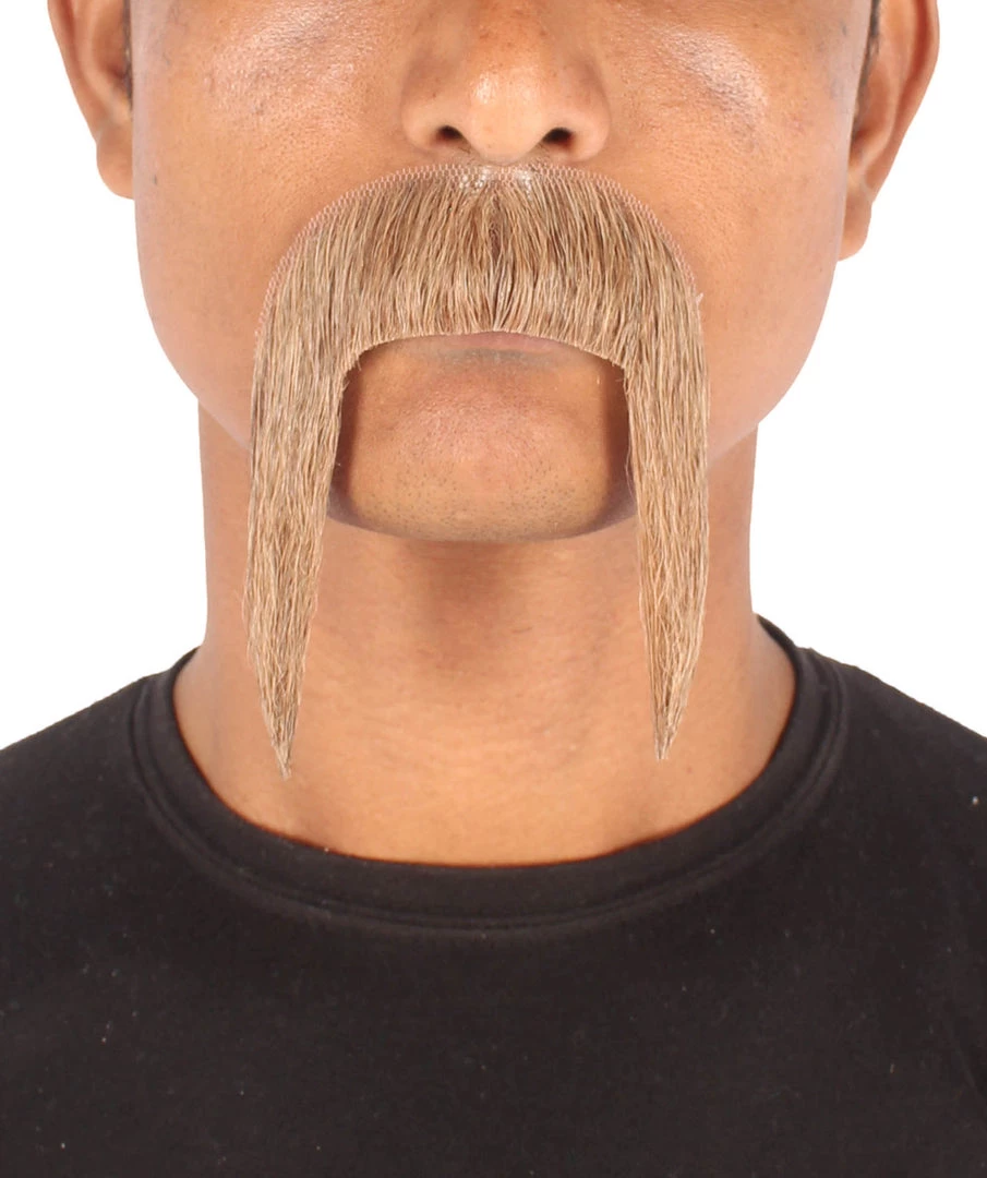 Men's Horseshoe Human Hair Mustache | Facial Hair Multiple Colors Option | HPO 4 Men's Horseshoe Human Hair Mustache | Facial Hair Multiple Colors Option | HPO
