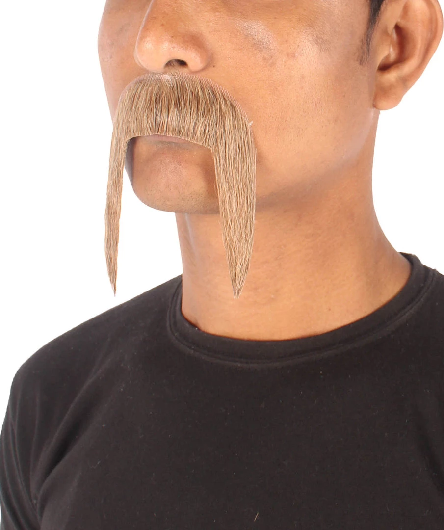 Men's Horseshoe Human Hair Mustache | Facial Hair Multiple Colors Option | HPO 5 Men's Horseshoe Human Hair Mustache | Facial Hair Multiple Colors Option | HPO