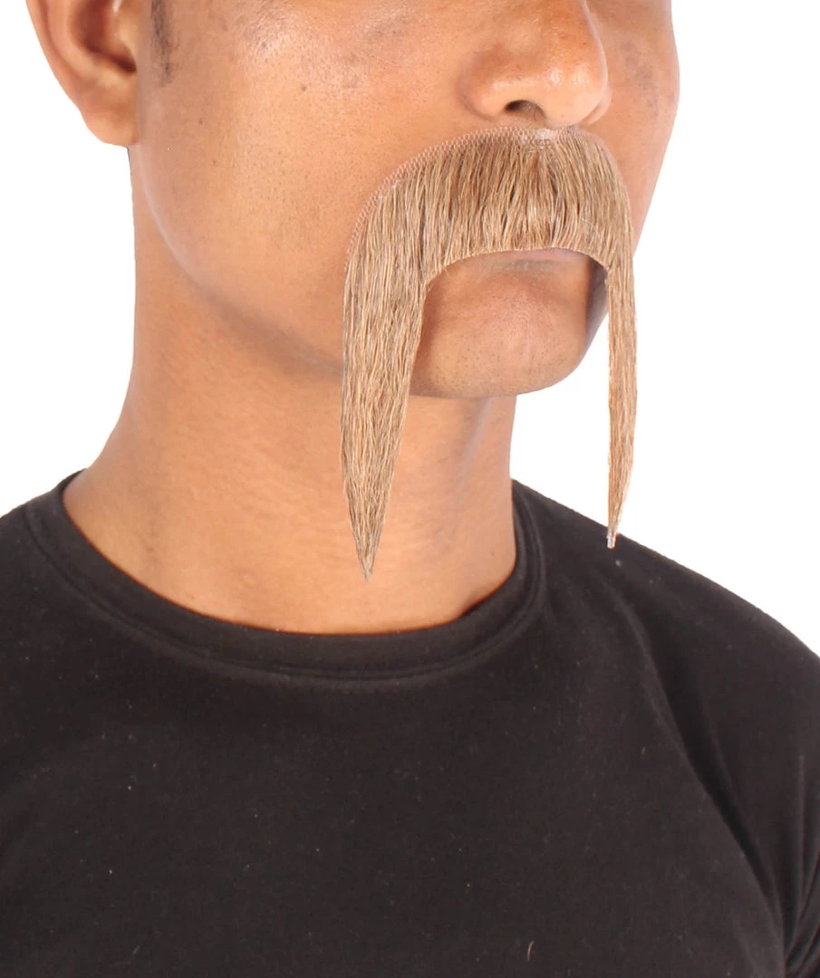 Men's Horseshoe Human Hair Mustache | Facial Hair Multiple Colors Option | HPO 6 Men's Horseshoe Human Hair Mustache | Facial Hair Multiple Colors Option | HPO