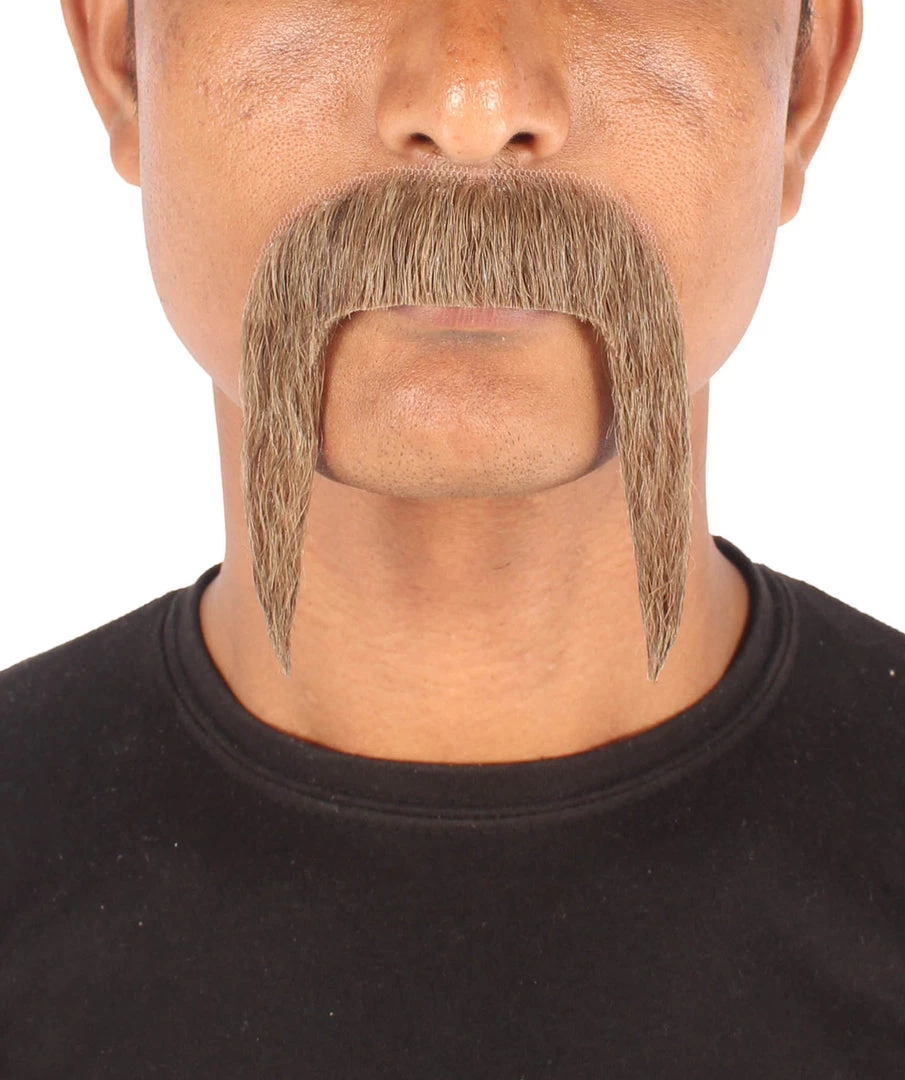 Men's Horseshoe Human Hair Mustache | Facial Hair Multiple Colors Option | HPO 7 Men's Horseshoe Human Hair Mustache | Facial Hair Multiple Colors Option | HPO