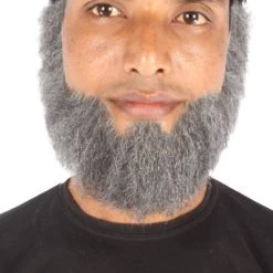 Men's Spade Human Hair Mid Length Beard | Grey Facial Hair | HPO