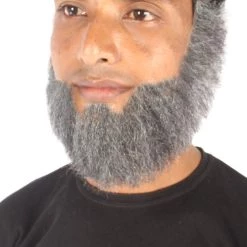 Men's Spade Human Hair Mid Length Beard | Grey Facial Hair | HPO