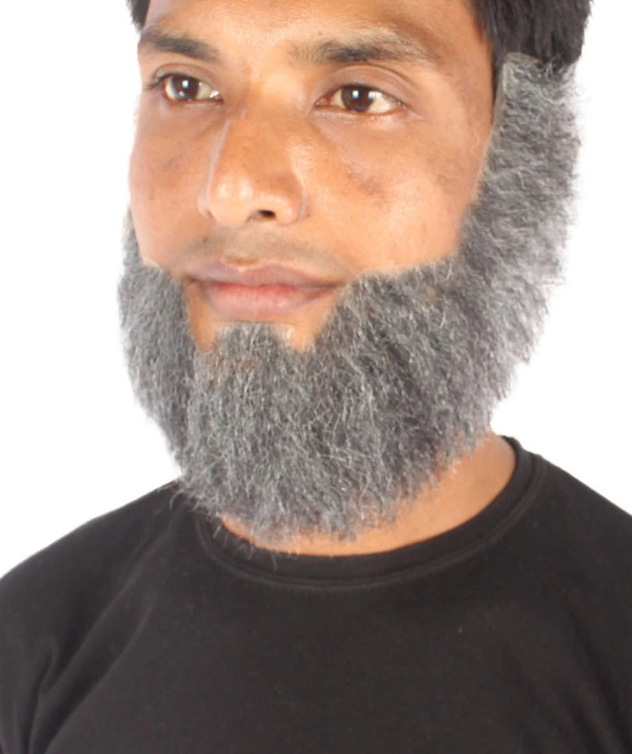 Men's Spade Human Hair Mid Length Beard | Grey Facial Hair | HPO 2 Men's Spade Human Hair Mid Length Beard | Grey Facial Hair | HPO