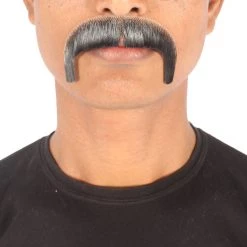 Men's Horseshoe Human Hair Mustache | Black Facial Hair | HPO