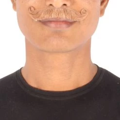 Men's Imperial Curly Mustache | Human Facial Hair | Multiple Color Options | HPO