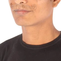 Men's Imperial Curly Mustache | Human Facial Hair | Multiple Color Options | HPO