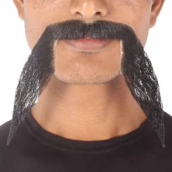HPO Men's Synthetic Hair Long String Black Mustache Cosplay Facial Hair Multiple Color Options