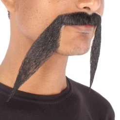 HPO Men's Synthetic Hair Long String Black Mustache Cosplay Facial Hair Multiple Color Options