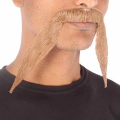 HPO Men's Synthetic Hair Long String Black Mustache Cosplay Facial Hair Multiple Color Options