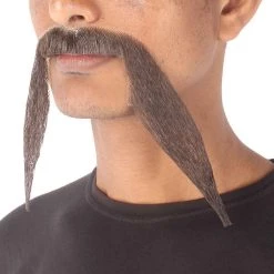 HPO Men's Synthetic Hair Long String Black Mustache Cosplay Facial Hair Multiple Color Options