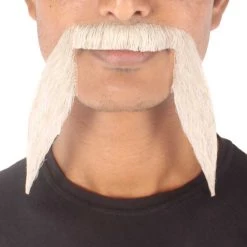 HPO Men's Synthetic Hair Long String Black Mustache Cosplay Facial Hair Multiple Color Options