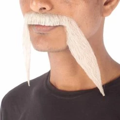 HPO Men's Synthetic Hair Long String Black Mustache Cosplay Facial Hair Multiple Color Options