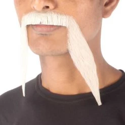 HPO Men's Synthetic Hair Long String Black Mustache Cosplay Facial Hair Multiple Color Options