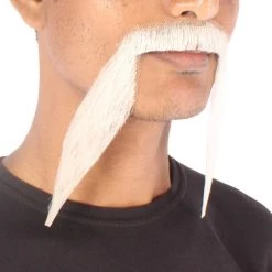 HPO Men's Synthetic Hair Long String Black Mustache Cosplay Facial Hair Multiple Color Options