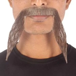 HPO Men's Synthetic Hair Long String Black Mustache Cosplay Facial Hair Multiple Color Options