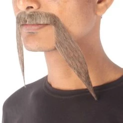 HPO Men's Synthetic Hair Long String Black Mustache Cosplay Facial Hair Multiple Color Options