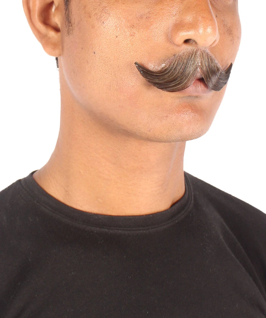 Men's Natural Mustache | Dark Brown | Human Facial Hair | HPO 3 Men's Natural Mustache | Dark Brown | Human Facial Hair | HPO