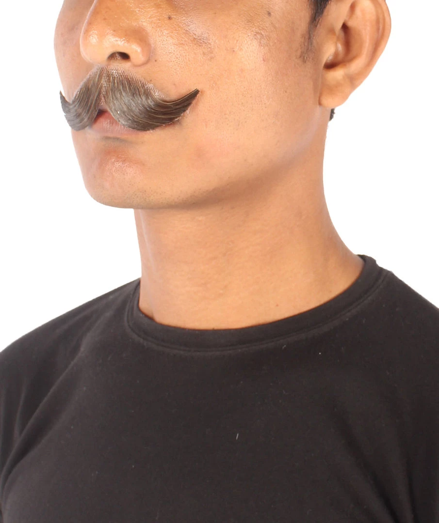 Men's Natural Mustache | Dark Brown | Human Facial Hair | HPO 2 Men's Natural Mustache | Dark Brown | Human Facial Hair | HPO