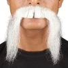 Men's Fu Manchu Mustache | Synthetic Hair | White Facial Hair | HPO