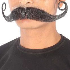 Men's Captain Hook Mustache | Human Hair Curly | Multiple Color Facial Hair | HPO