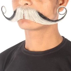 Men's Captain Hook Mustache | Human Hair Curly | Multiple Color Facial Hair | HPO