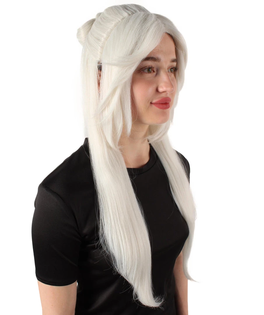 HPO Adult Women's Role-playing Anime Video Game White Wig 6 HPO Adult Women's Role-playing Anime Video Game White Wig